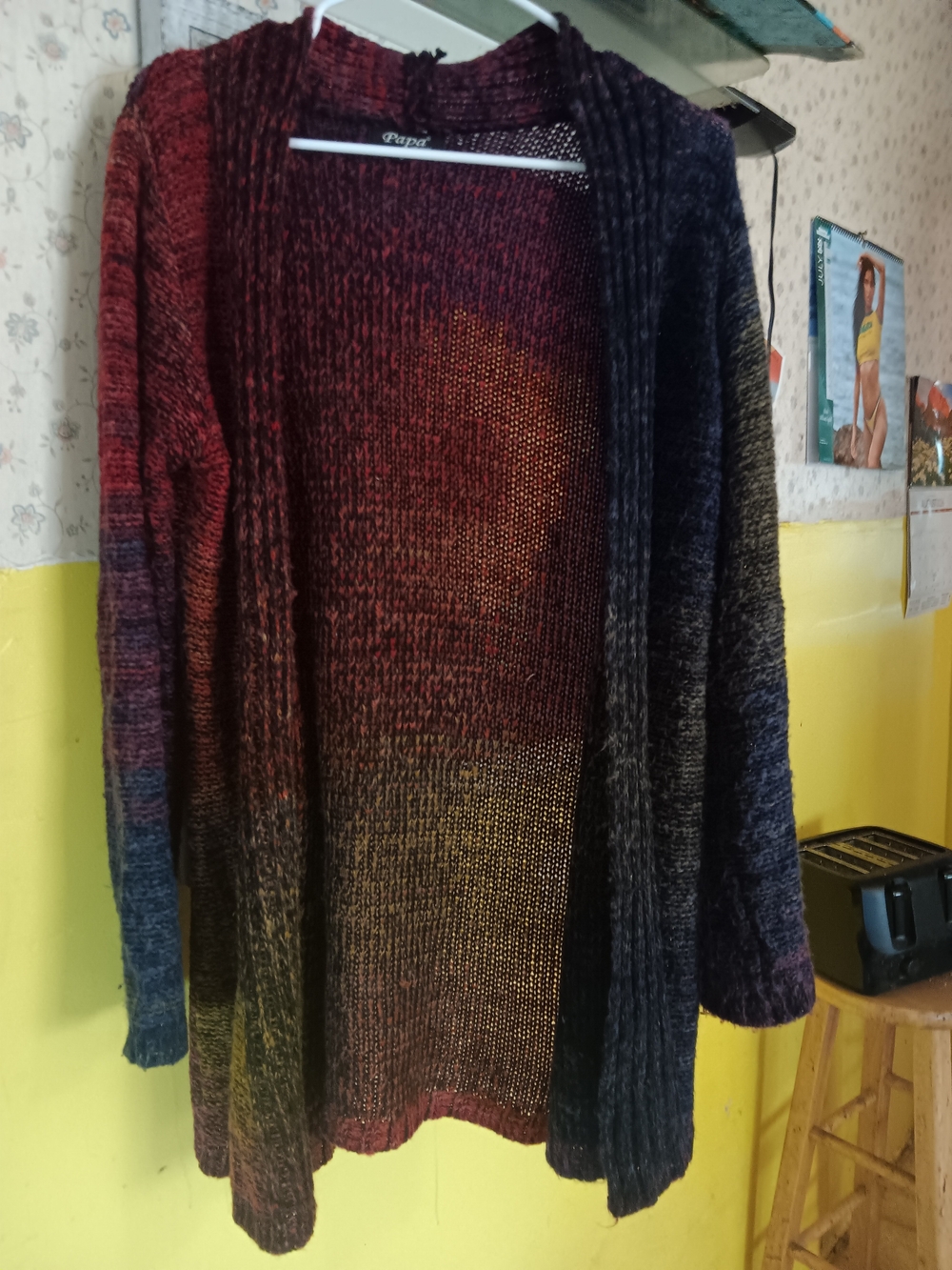 Papa Multicolor Open-Front Women's Sweater Cardigan - S-L